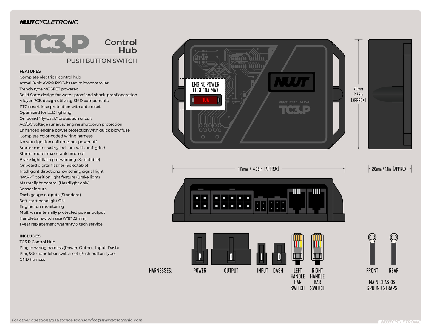 TC3.P – with Push-button Switch Set (self-return/momentary)